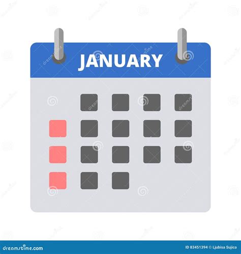 Calendar icon January stock illustration. Illustration of clip - 83451394