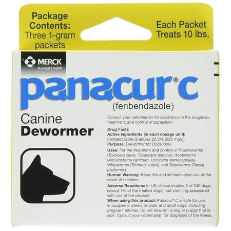 Panacur C Dewormer (Fenbendazole) for Dogs Three 1-Gram Packets (10 Pounds) from Walmart ...