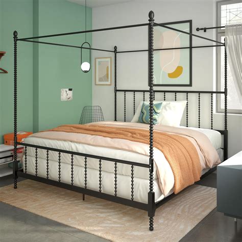 DHP Anika Metal Canopy Bed, King Size Frame, Black - Walmart.com ...