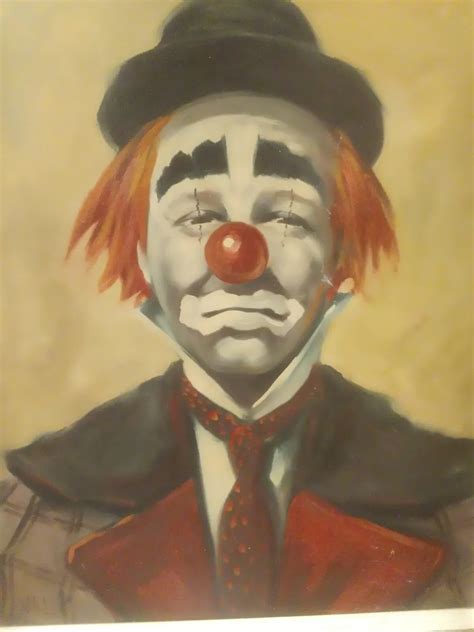 Vintage Sad Clown Painting