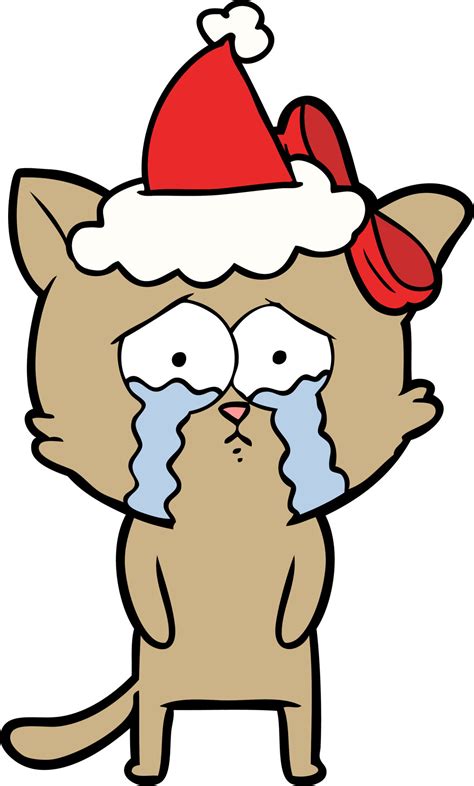 line drawing of a cat wearing santa hat 10275770 Vector Art at Vecteezy