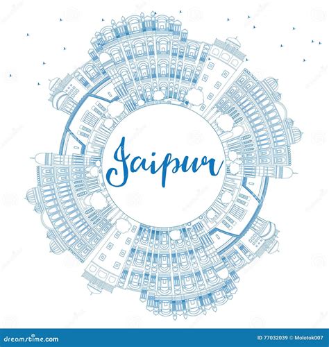 Outline Jaipur Skyline with Blue Landmarks and Copy Space. Stock Vector - Illustration of copy ...