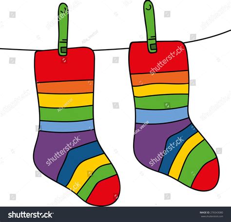 Illustration Socks On Rope Clothespins Striped Stock Vector (Royalty Free) 276543080 | Shutterstock