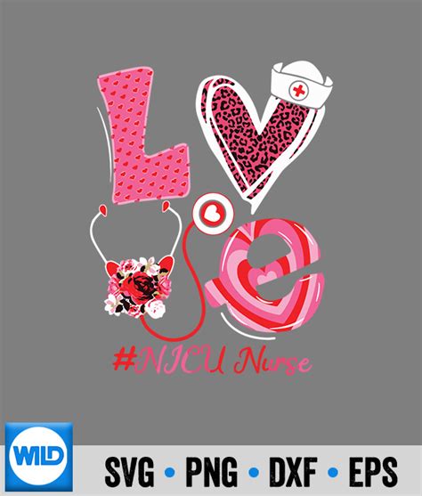 Nurse SVG, Love Stethoscope Heart Nicu Nurse Leopard Valentines Day SVG - WildSvg