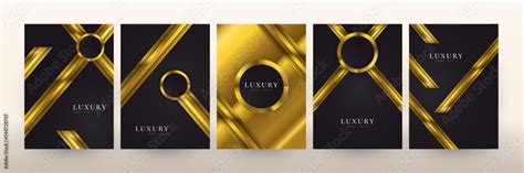 Premium Black and Gold Cover Design Set. Suitable for Banner, Award, Certificate, Wedding ...