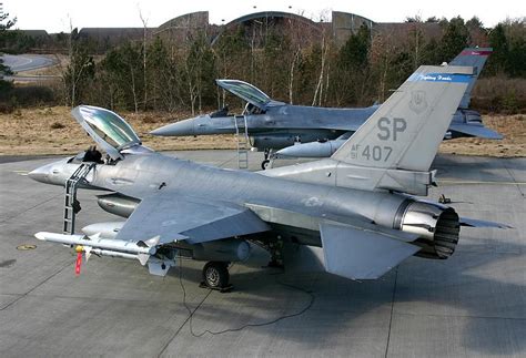 USAF F-16C block 50 #91-0407 from the 23rd FS is parked on the concrete at Karup AB on March ...