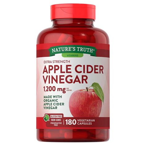 Nature'S Truth Apple Cider Vinegar 1200 Mg., 180 Capsules | Gluten, Dairy and Preservative Free ...