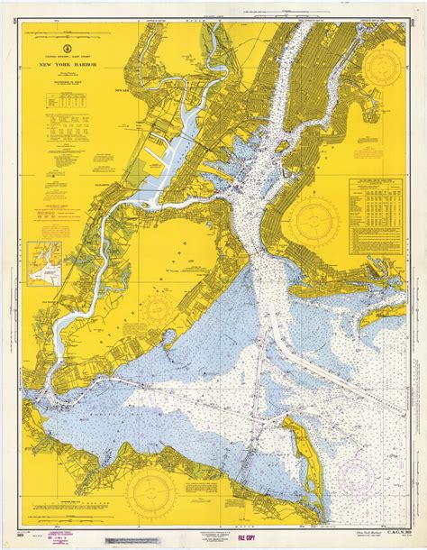 New York Harbor 1965 - Old Map Nautical Chart AC Harbors 369 - New York - OLD MAPS