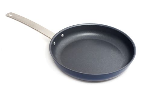 Clean empty non-stick frying pan on white - Free Stock Image