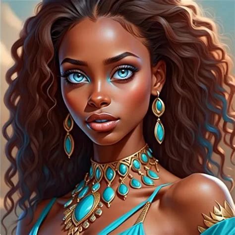 An extremely gorgeous woman, with turquois...