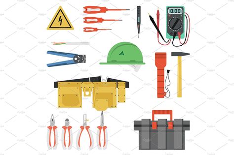 Electrician Tool Flat Set | Pre-Designed Vector Graphics ~ Creative Market