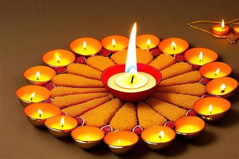 Premium AI Image | Diwali Diyas and Candle