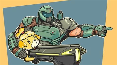 Doomguy and Isabelle | Know Your Meme