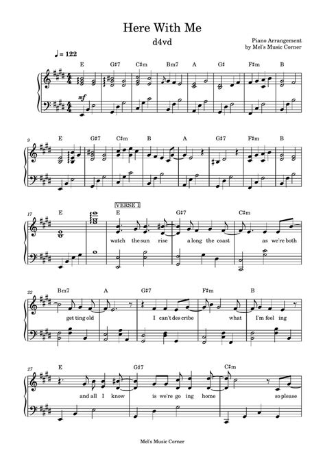 d4vd - Here With Me (piano sheet music) Sheet by Mel's Music Corner