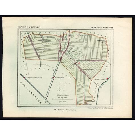 Antique Map of the Township of Veendam by Kuyper (1865)