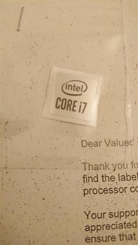 Intel inside sticker with a short letter from the intel inside label replacement programe. The ...