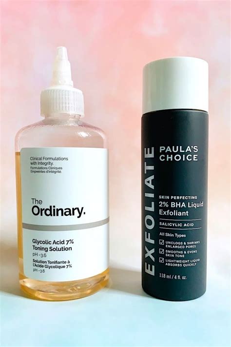 The Ordinary Glycolic Acid 7% Toning Solution and Paula’s Choice 2% BHA Liquid Exfoliant Top ...