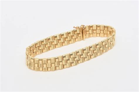 Italian Woven 14K Gold Bracelet at 1stdibs