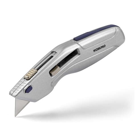 WORKPRO Retractable Utility Knife and Self-retracting Safety Box Cutter 2-in-1 with 2 Extra ...