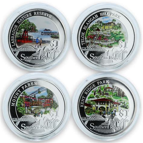 Singapore set of 4 coins Singapore Identity Plan colored silver coins ...