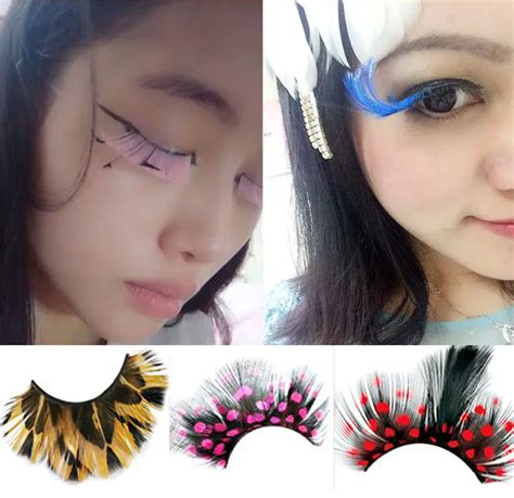 Halloween Crazy False Eyelashes Exaggeration Feather Colorful Eye ...