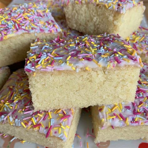 School Dinner Sprinkle Traybake Cake