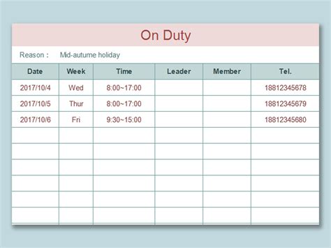 EXCEL of Useful Duty Schedule.xlsx | WPS Free Templates