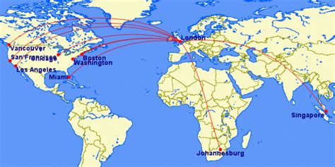 BA’s Airbus A380s focus on the North American market. Image: GCMaps | Airbus, Airbus a380 ...