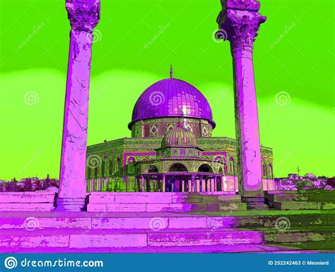 Temple Mount Jerusalem Israel Sign Illustration Pop-art Editorial Stock Photo - Image of arab ...