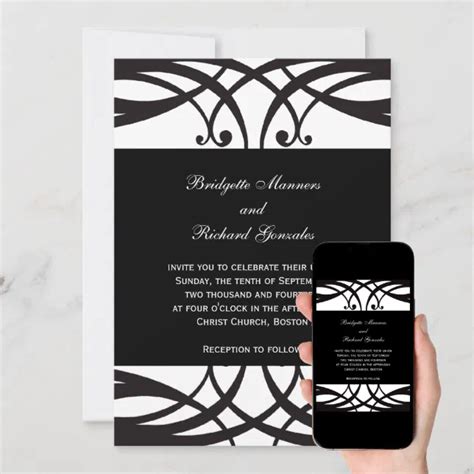 Black and White Wedding Invitations Art Deco | Zazzle