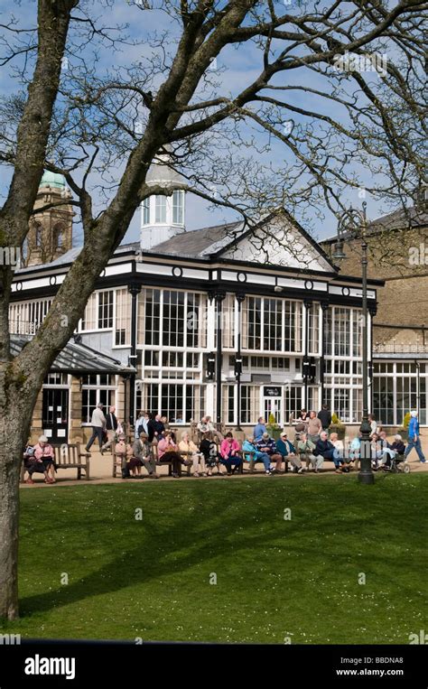 The Pavilion gardens in the Spa town of Buxton in the Peak District ...