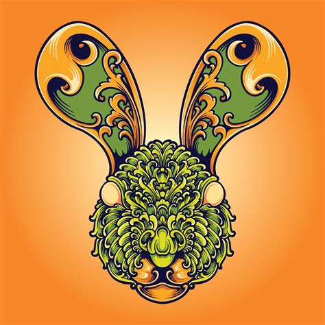 Funny bunny head classic ornament Vector illustrations for your work Logo, mascot merchandise t ...