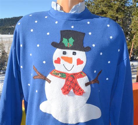 Vintage 80s sweatshirt SNOWMAN christmas crazy xmas XL Large | Etsy ...