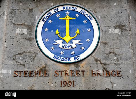 Rhode Island State seal on Steeple Street Bridge, Providence, Rhode ...