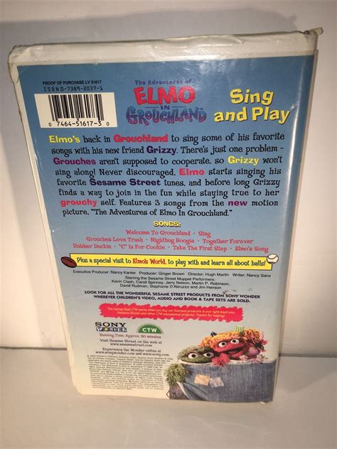 Sesame Street The Adventures Of Elmo In Grouchland Sing Play VHS 1999 ...