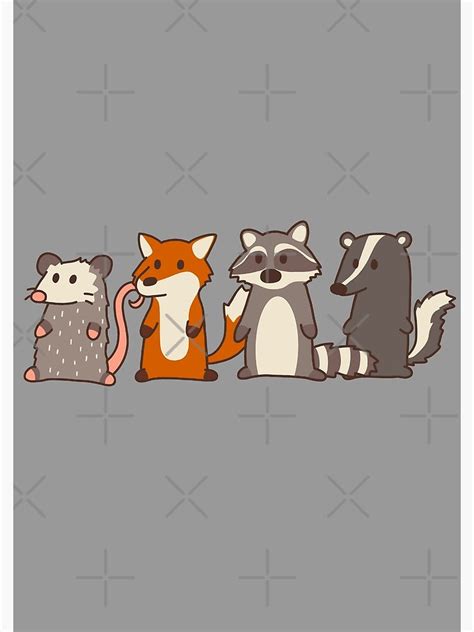 "opossum, fox, raccoon and skunk woodland friends" Spiral Notebook by sivelobanova | Redbubble