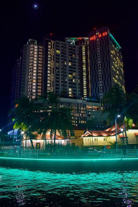 Malacca, Malaysia - January, 01 2020: View of Malacca River at Night, a Popular Nightlife Spot ...