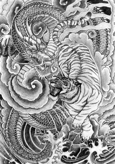 Japanese Tiger And Dragon Tattoo Designs