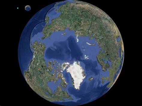 Planet Earth globe animation view from 90° North, Arctic, rotation 360 ...