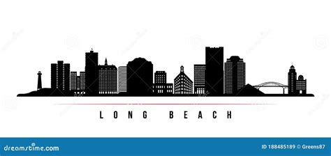 Long Beach Skyline Horizontal Banner. Stock Vector - Illustration of ...