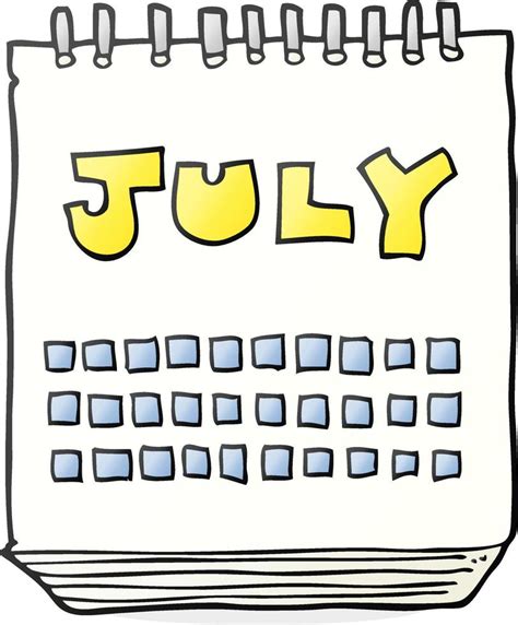 cartoon calendar showing month of July 12291694 Vector Art at Vecteezy