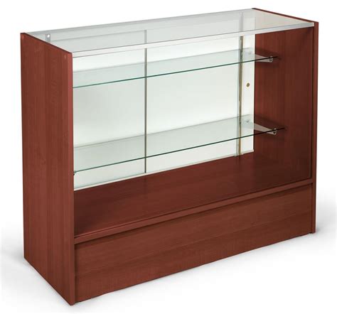 Display Case | Retail Counter w/ Cherry Finish & Tempered Glass