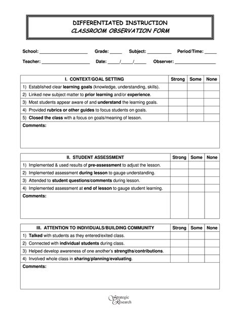 Instruction Classroom Observation Sample - Fill Online, Printable ...