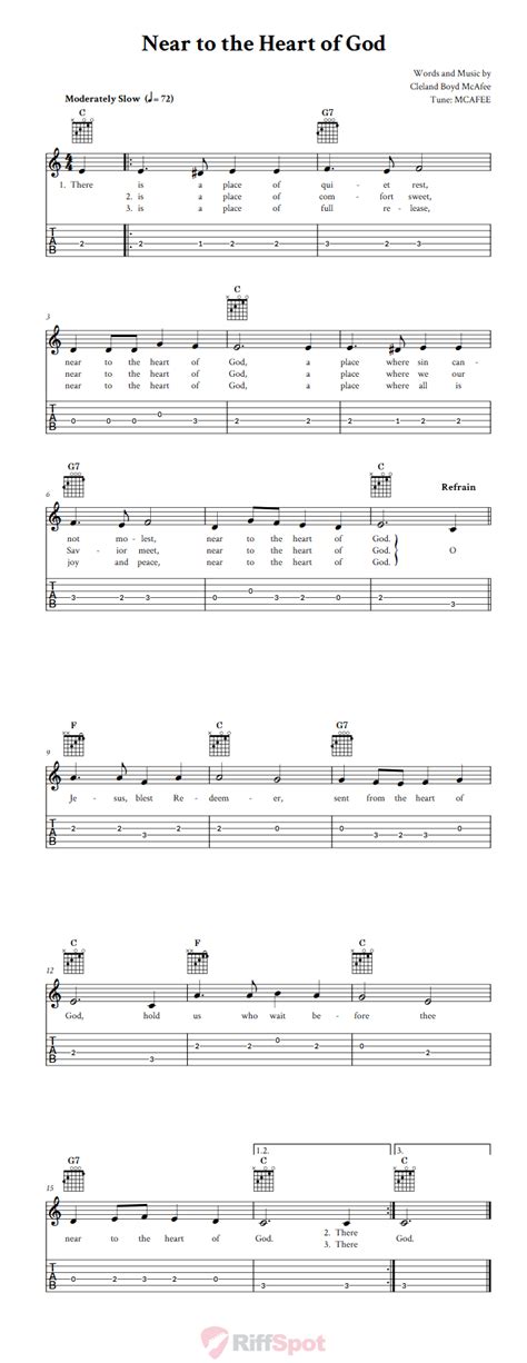 Near to the Heart of God - Easy Guitar Sheet Music and Tab with Chords ...