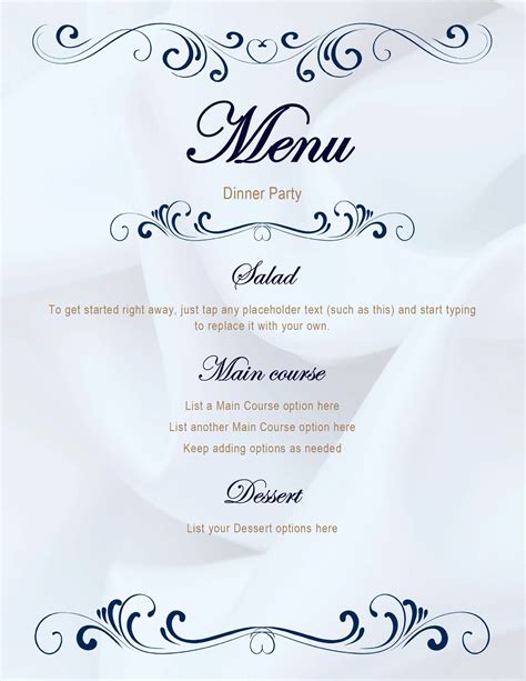 Menu Invitation Template • Business Template Ideas