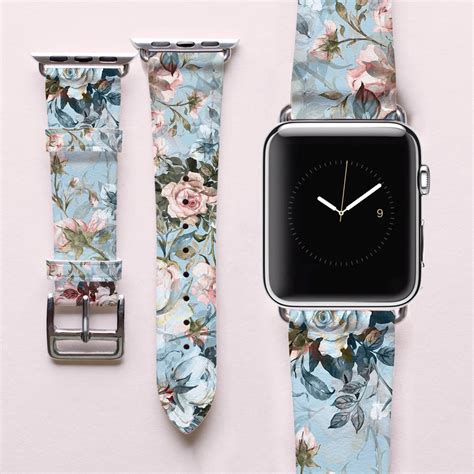 Floral Apple Watch Band Leather Watch Band Apple Watch Band 38 - Etsy