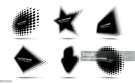 Halftone Circle Dots Perspective Logo Emblem Set Stock Illustration ...