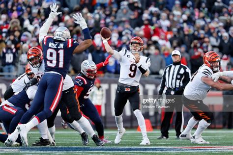 Joe Burrow of the Cincinnati Bengals attempts a pass during the first ...