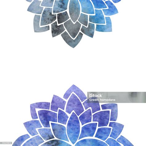 Silhouettes Of Blue Purple Stylized Lotus Flowers Stock Illustration - Download Image Now - Art ...