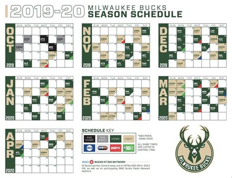 NBA, Milwaukee Bucks 2019-2020 season schedule released | Bill Michaels ...